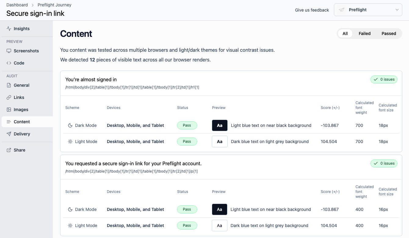 Product screenshot viewing content audit