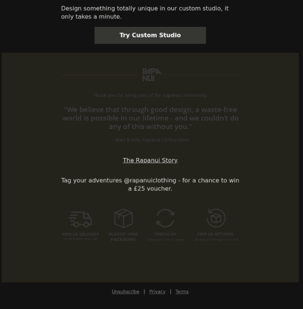 Captura del correo en modo oscuro forzado